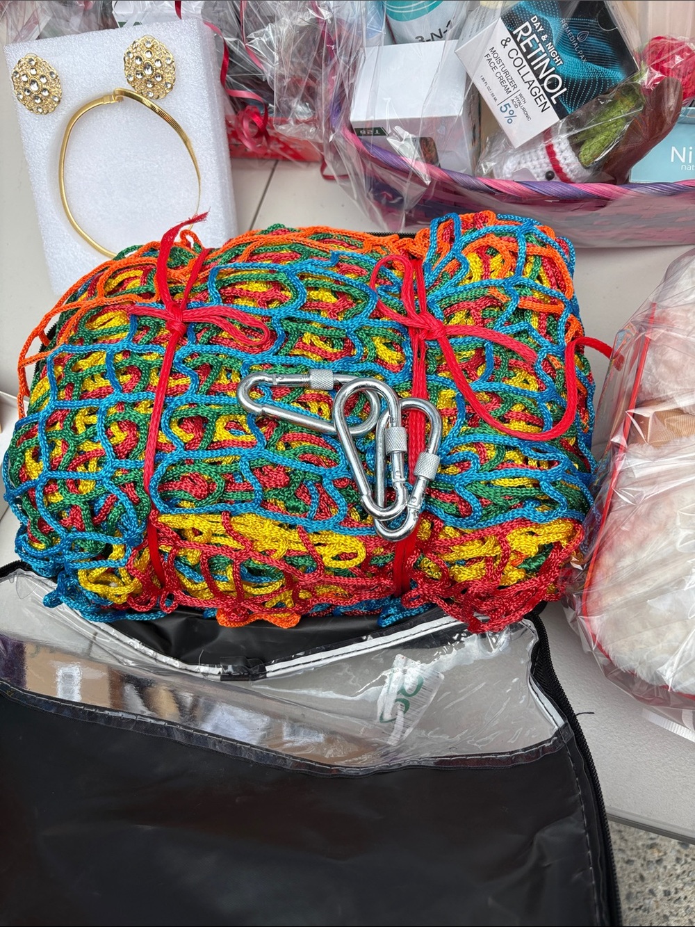 Colorful Multicolor Rope Hammock with Carabiners